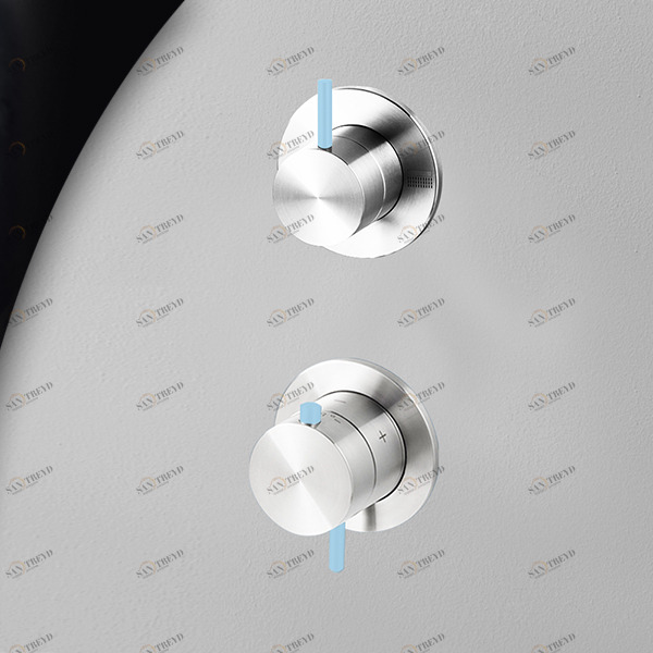 Термостат для душа глянцевая сталь с голубой ручкой Toki Radomonte TER52LCIL17