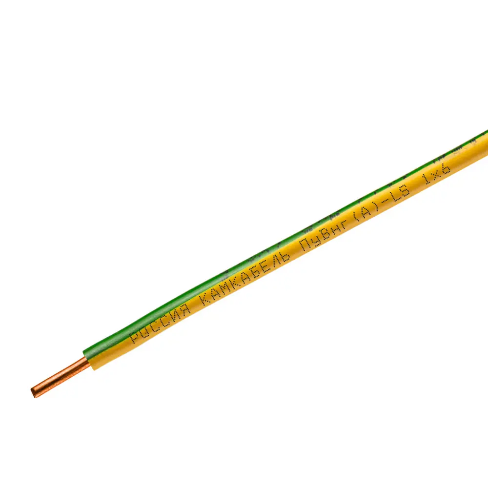 Провод Камкабель ПУВНГ(А)-LS 1x6 цвет зелено-желтый 200 м на отрез STLM-2029895