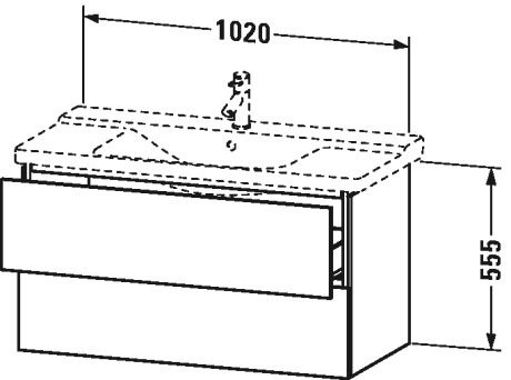 LC625009090 Тумбочка подвесная L-Cube #LC6250 1020 x 481 мм Фланелево-серый шелковисто-матовый лак Duravit - Вид №1