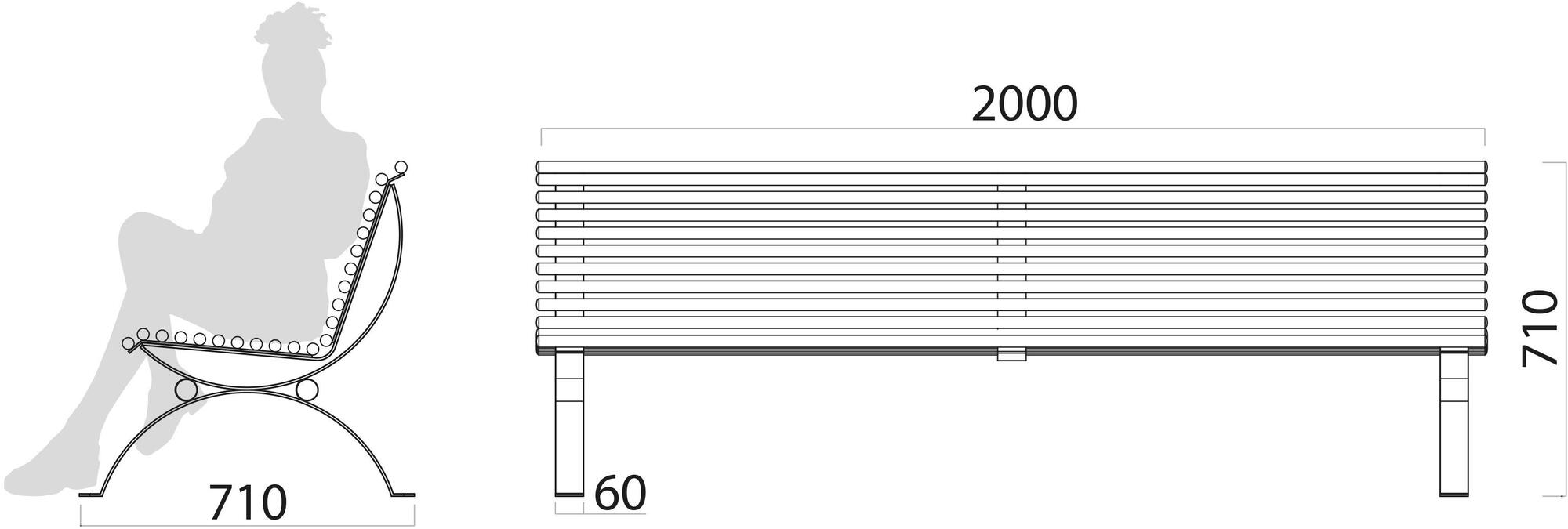 Lazzari Скамья железная со спинкой Positano sun-id-1450770 - Вид №2