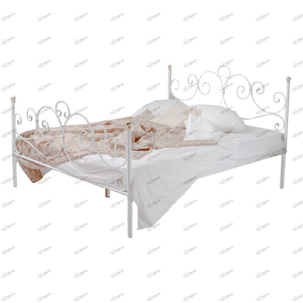 Кованая двуспальная кровать 180х200 с двумя спинками белая "Флоренция" FRANCESCO ROSSI ФЛОРЕНЦИЯ 134677 Белый