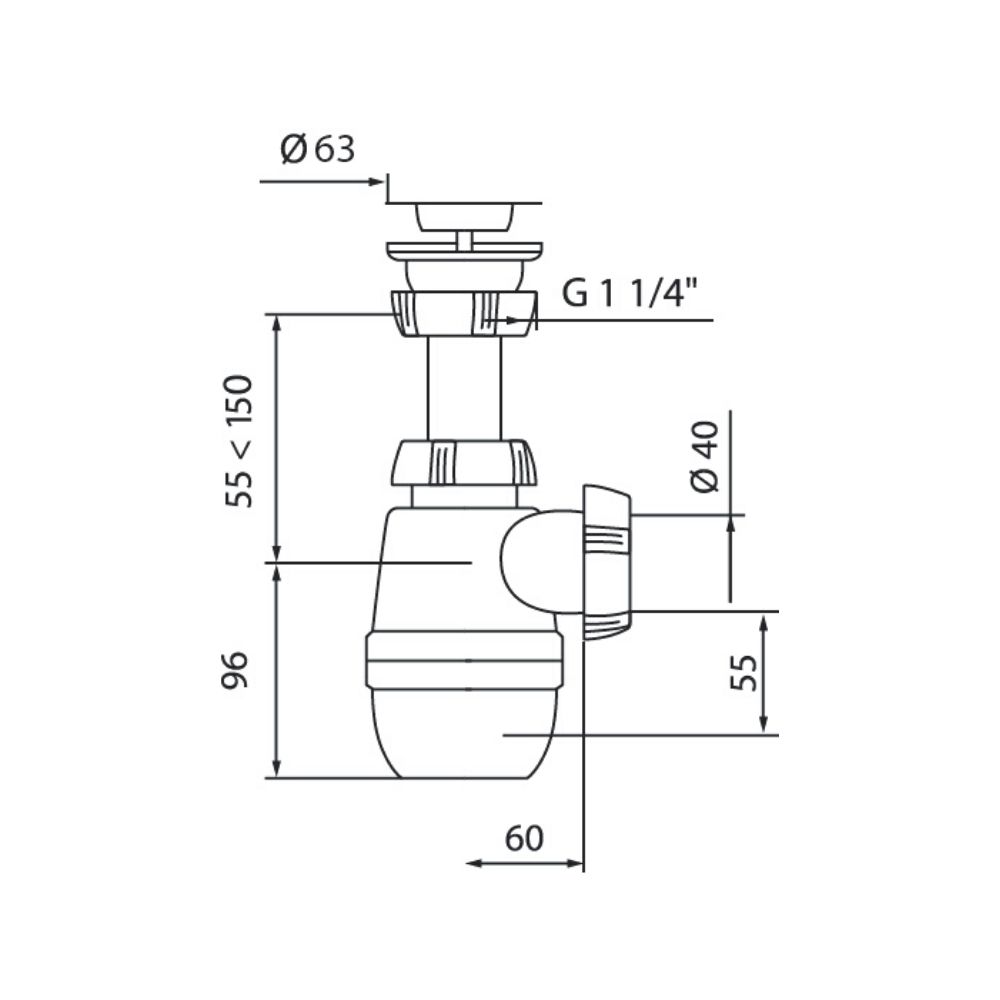 Сифон Минор11/4*40 мм с выпуском (30718048) 30718048 Santreyd  - Вид №1