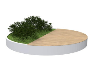 Стальная и деревянная скамейка со встроенной плантатором