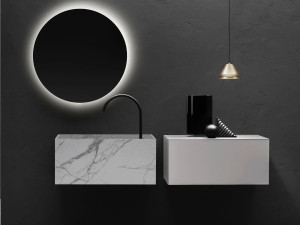 Деревянный подвесной шкаф для ванной комнаты с ящиками