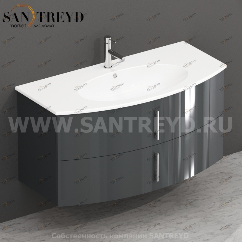 MDMC10Y094 Тумба с двумя ящиками 100 см серая Globo 4ALL Италия Ceramica Globo