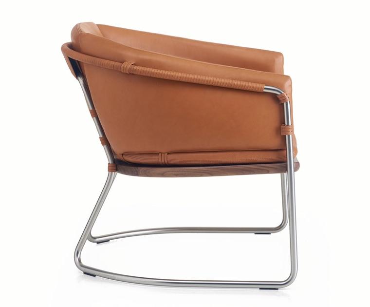 BassamFellows Санное кресло с кожаной обивкой и подлокотниками Geometric Cb-454 - Вид №3