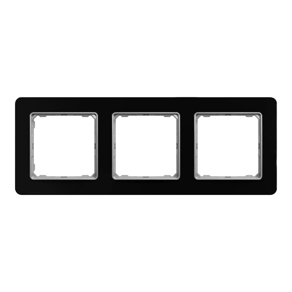 Рамка для розеток и выключателей Systeme Electric Sedna Design 3 поста, цвет чёрное стекло STLM-2159483