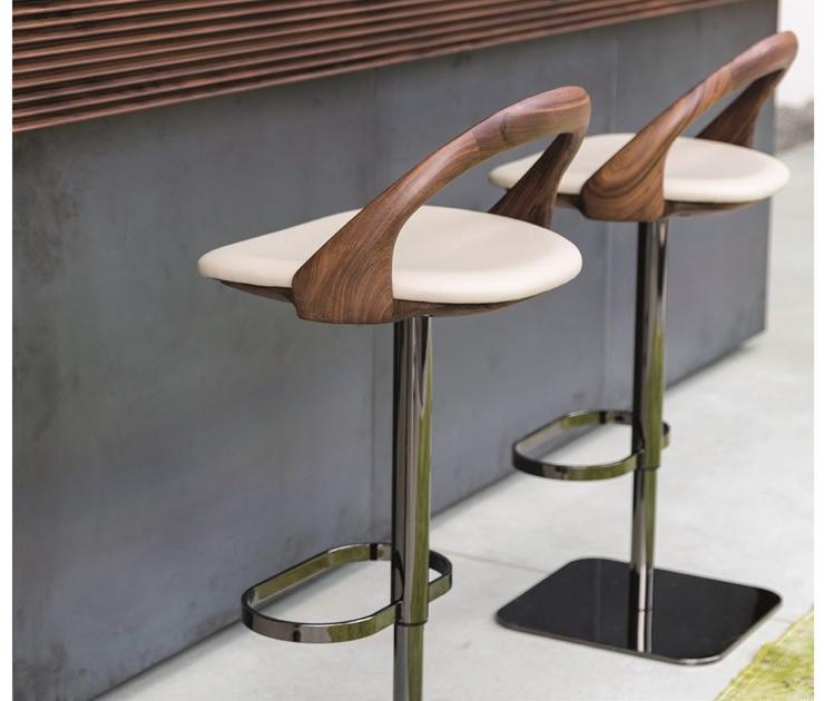 Porada Табурет металлический поворотный со спинкой из орехового дерева Iron sun-id-1432625 - Вид №1