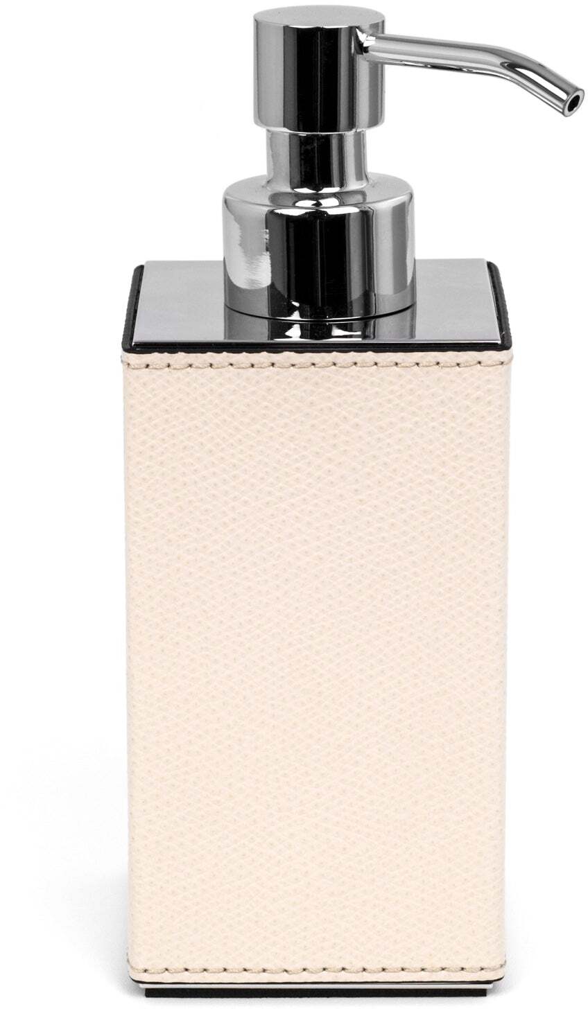 Дозатор для мыла Poseidon Square - 6X6XH16,5 см / металлическая отделка_хром / зернистая кожа_темно-синий