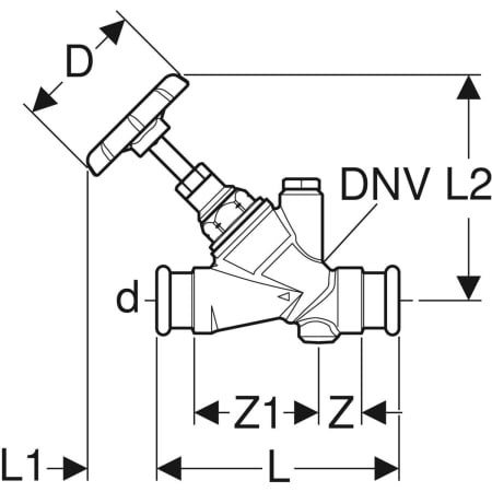 94885 Запорный вентиль Geberit Mapress угловой Geberit  - Вид №2