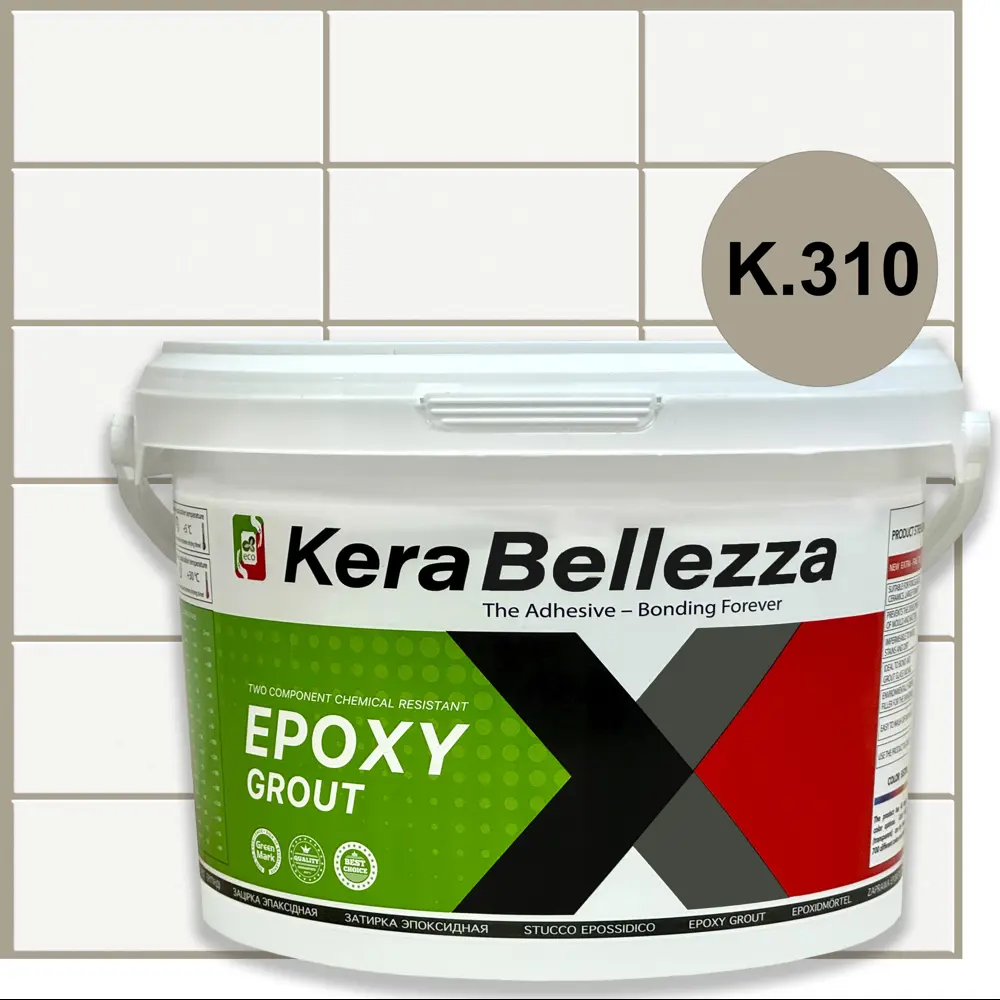 91665495 Затирка цветная эпоксидная KeraBellezza Design Цвет 310 Серебряный 0.33 кг. STLM-0944097