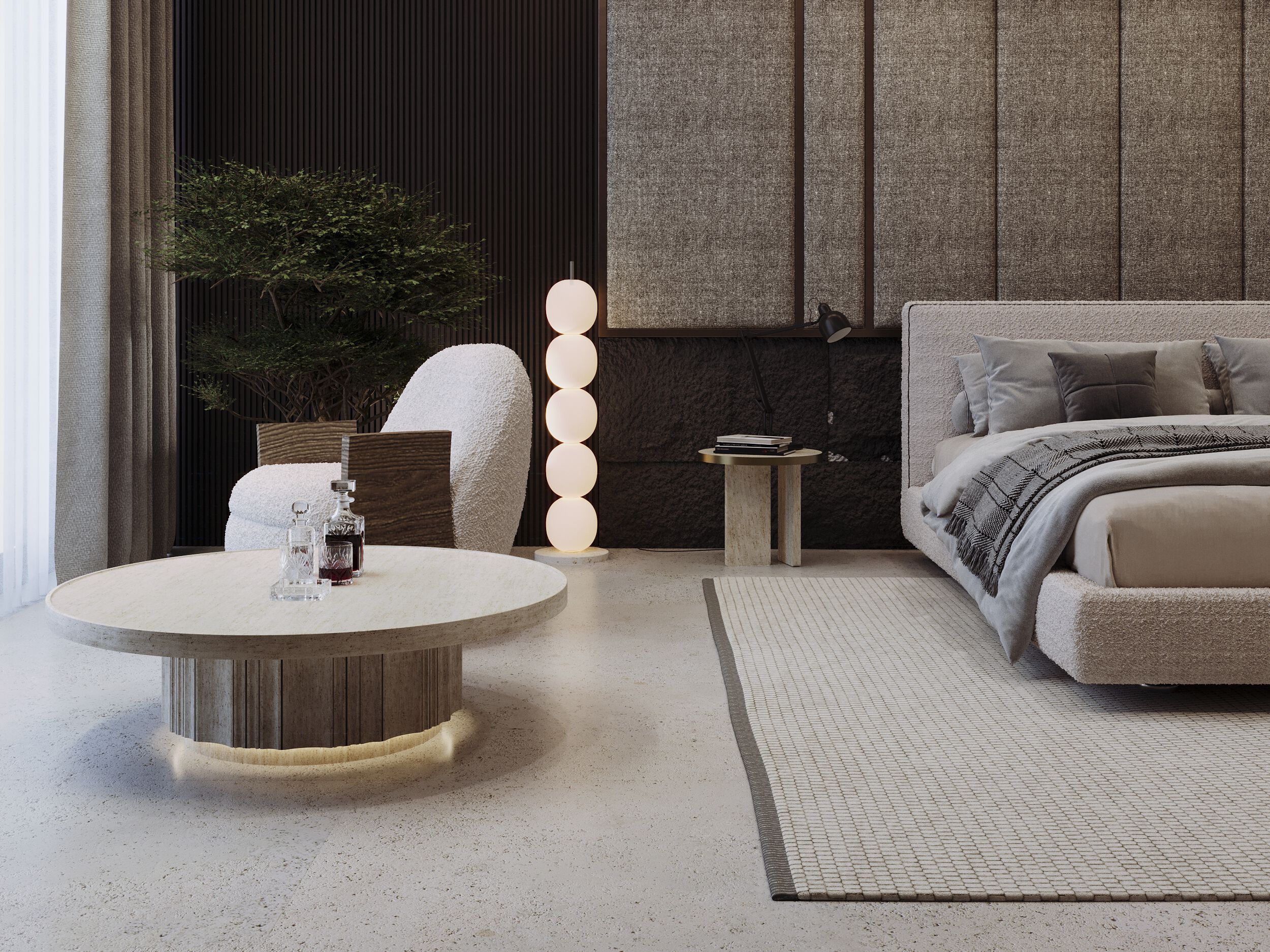 Травертин круглый низкий журнальный столик Davani Purity ARCH-00088427 - Вид №5