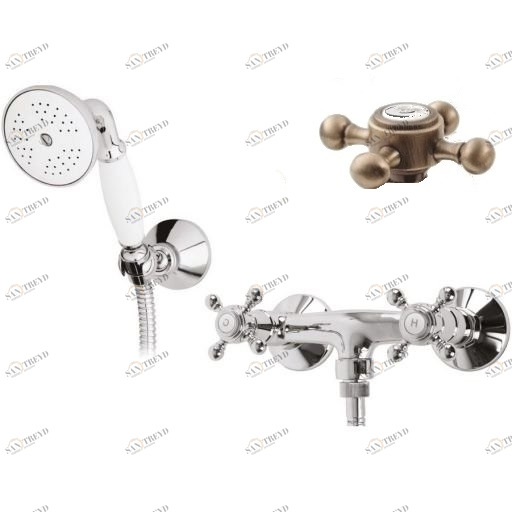 Смеситель для душа с ручным душем, шлангом 150 см и держателем CEZARES GOLF-D-02-Bi