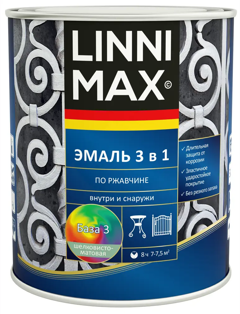 LINNIMAX Грунт-эмаль 3 в 1 - антикоррозийная защита металлических поверхностей 89349610