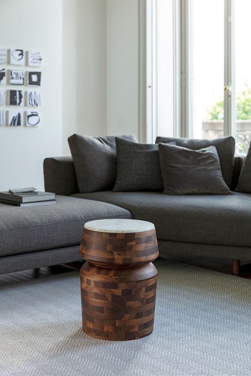 Porada Круглый журнальный столик из ореха каналетта и мраморной столешницей Twenty sun-id-1511348 - Вид №1