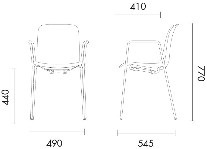 Grado Design Стул из полипропилена с подлокотниками и стальной основой Every Eve-ch-02 - Вид №5