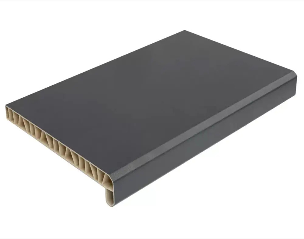 91694223 Подоконник Prime с заглушкой 1500x350мм антрацит гладкий STLM-0900178