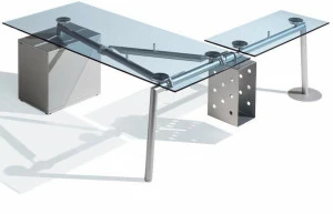 NEWTOM by Ultom Стол угловой стеклянный с ящиками Isotta