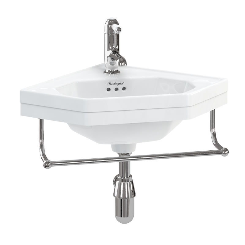 Burlington Cloakroom Угловая раковина 59,8 см с вешалкой для полотенец Белый B10 T8 CHR 