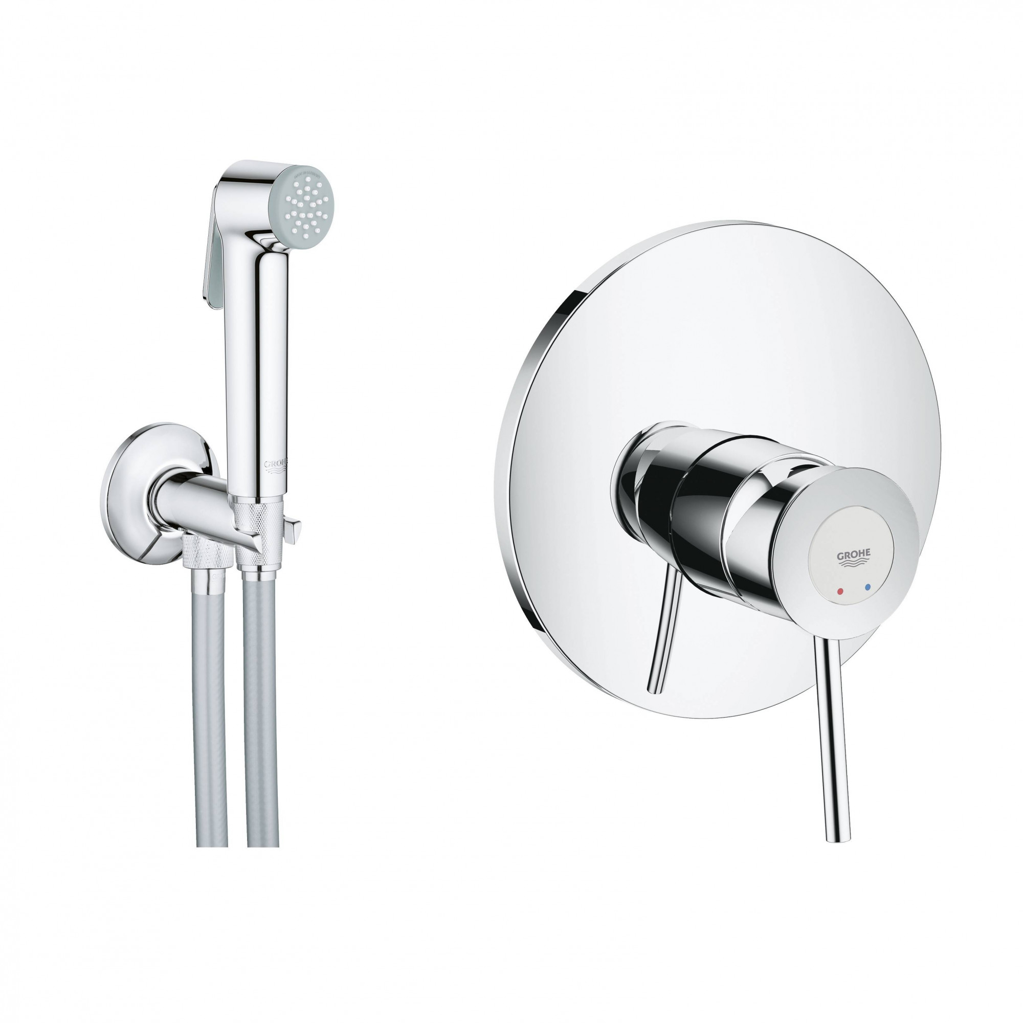 Готовый комплект для гигиенического душа GROHE BauClassic: встраиваемый смеситель, гигиенический набор, хром (124902-B)