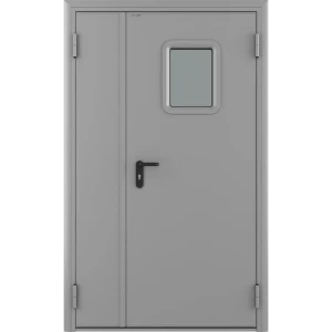 Дверь техническая остекленная 1350x2050 мм правая цвет светло-серый RAL7035