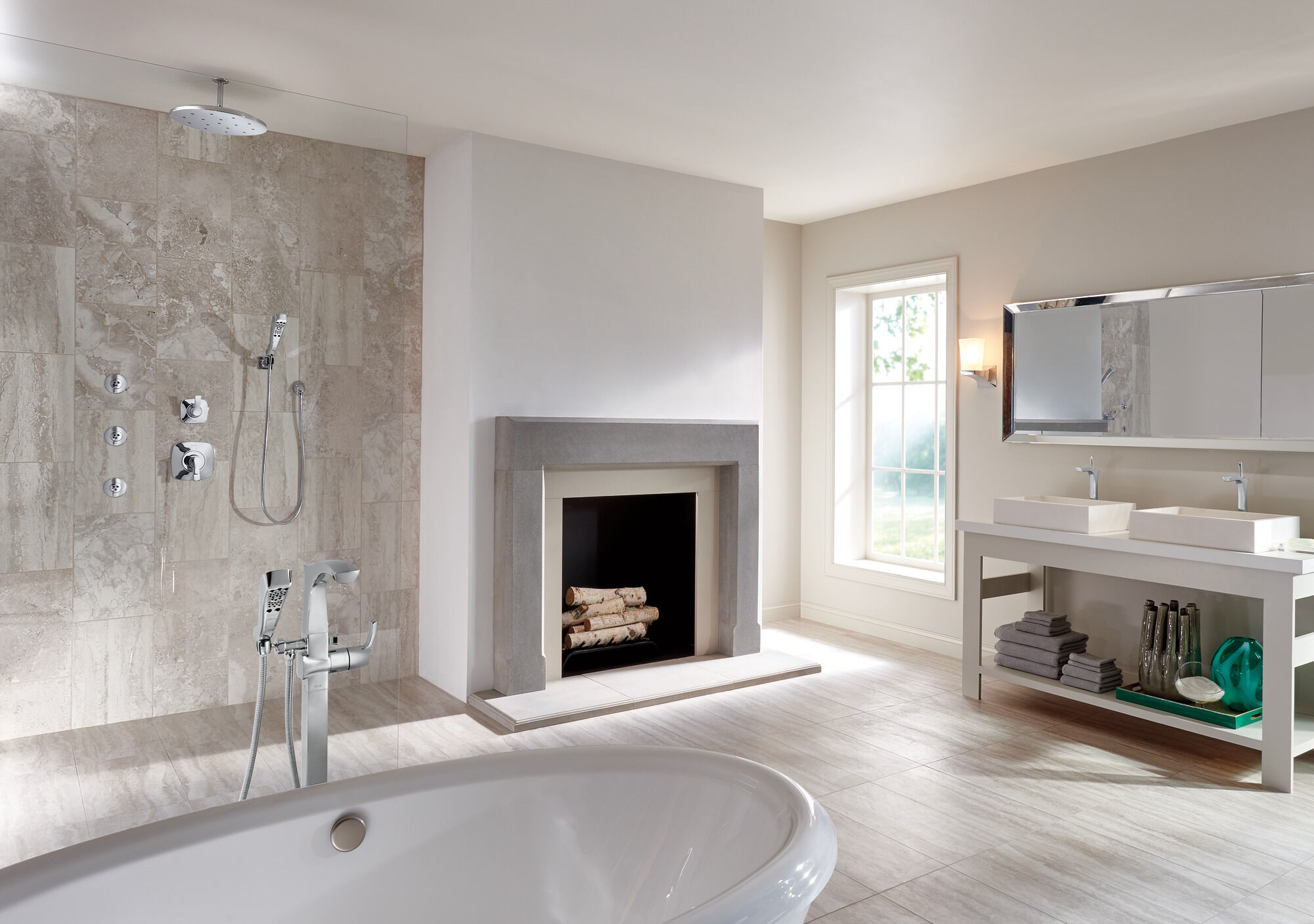 T4752-FL Напольная накладка для ванны с одной ручкой и ручным душем Delta Faucet Tesla Хром - Вид №4