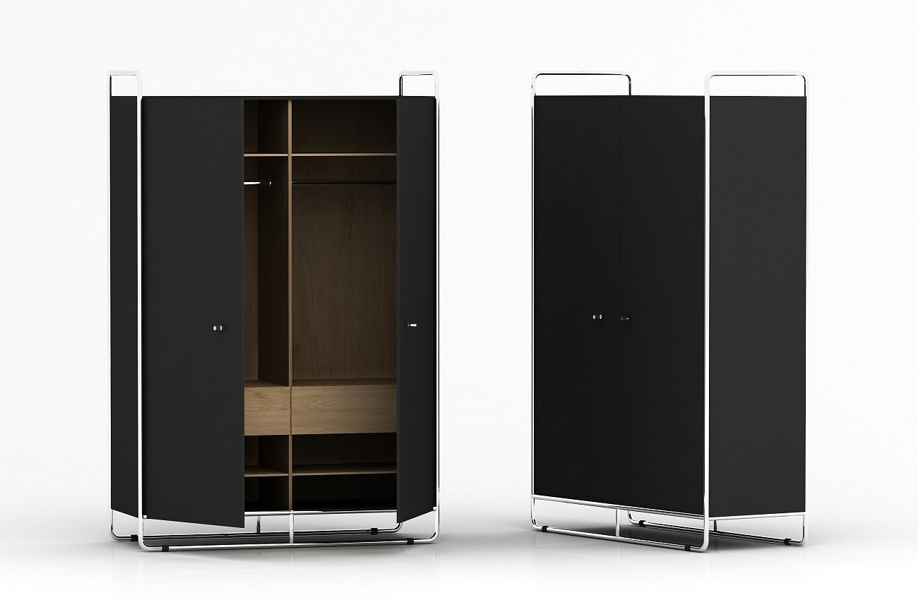 Шкаф двухдверный на металлических ножках черный Bauhaus WOODI  00-3966113 Черный  - Вид №5