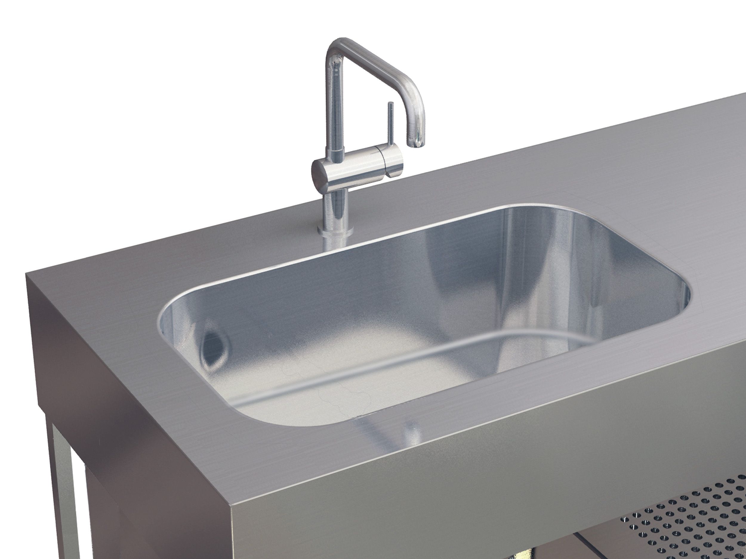 Кухня из нержавеющей стали с островом без ручек Miratap OSSO ARCH-00129289 - Вид №12