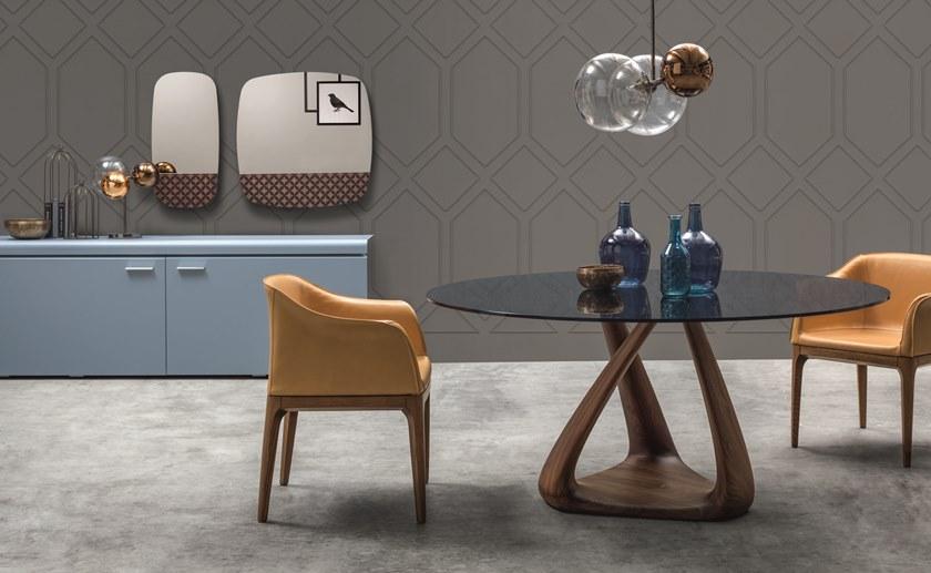 Tonin Casa Круглый стол из дерева и стекла sun-id-1406040 - Вид №3