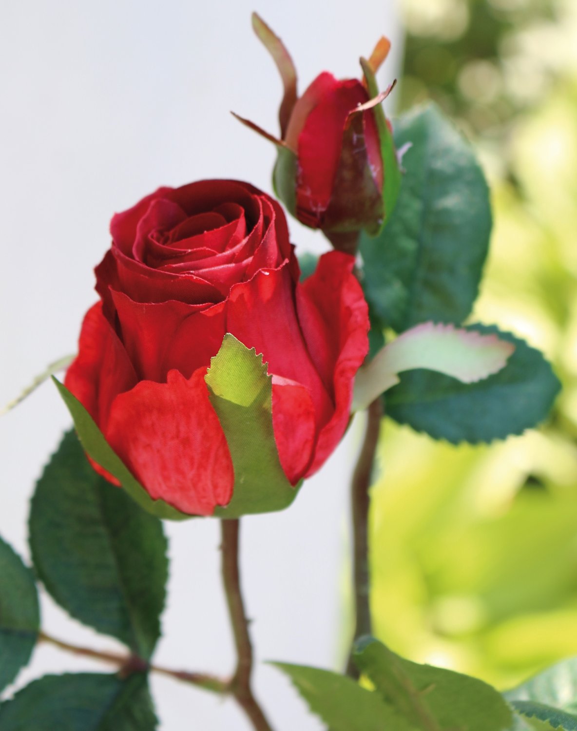 3295 444 a3 Искусственная роза, 1 цветок, 1 бутон, 45 см, красная H-andreas  - Вид №3