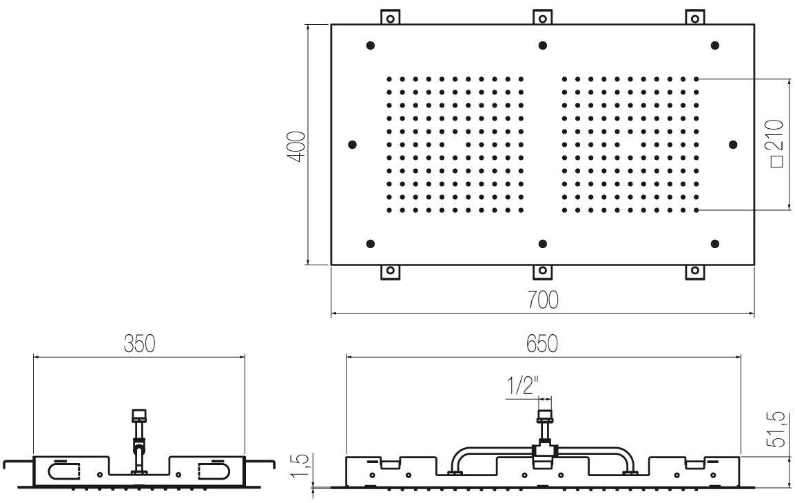 Radomonte Встраиваемая в потолок лейка дождевого душа из нержавеющей стали  Pia5  - Вид №1