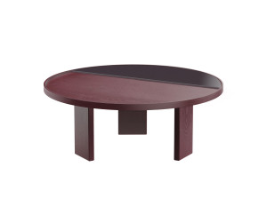 Круглый журнальный столик из дерева и стекла