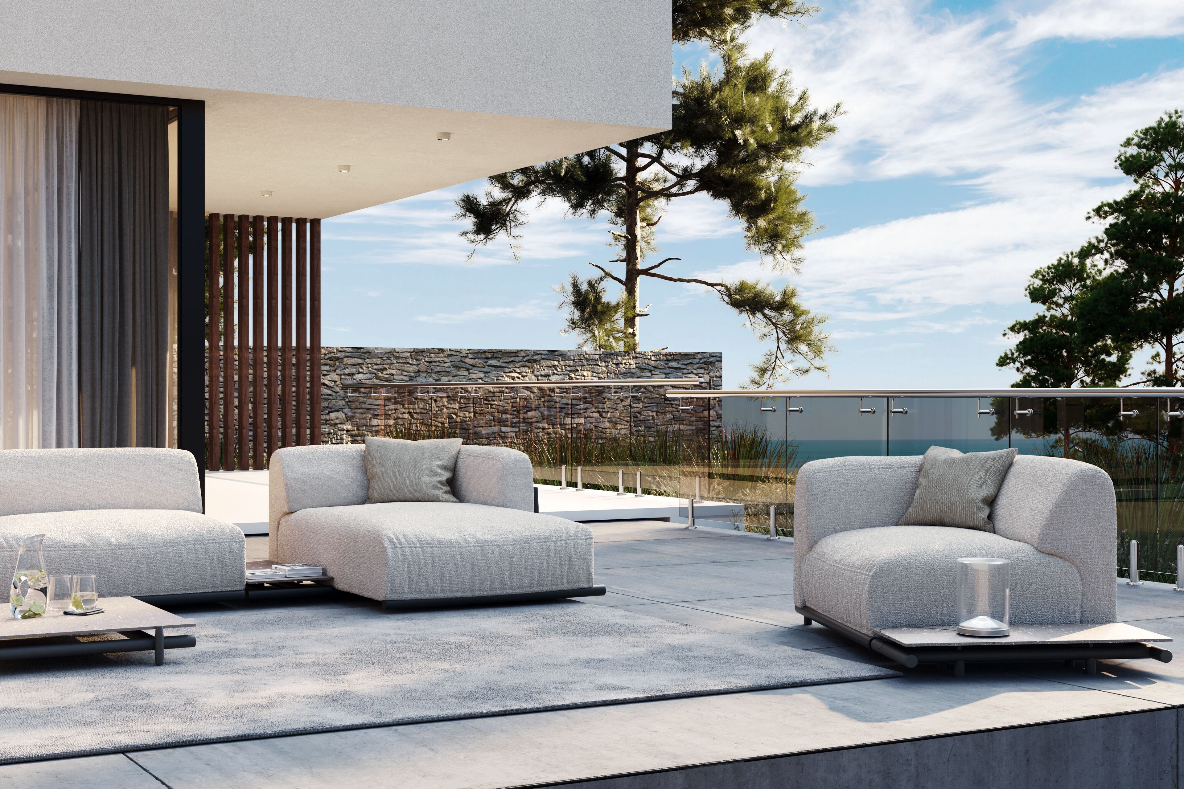 Тканевый модульный угловой садовый диван Unopiù Давос ARCH-00005831 - Вид №4