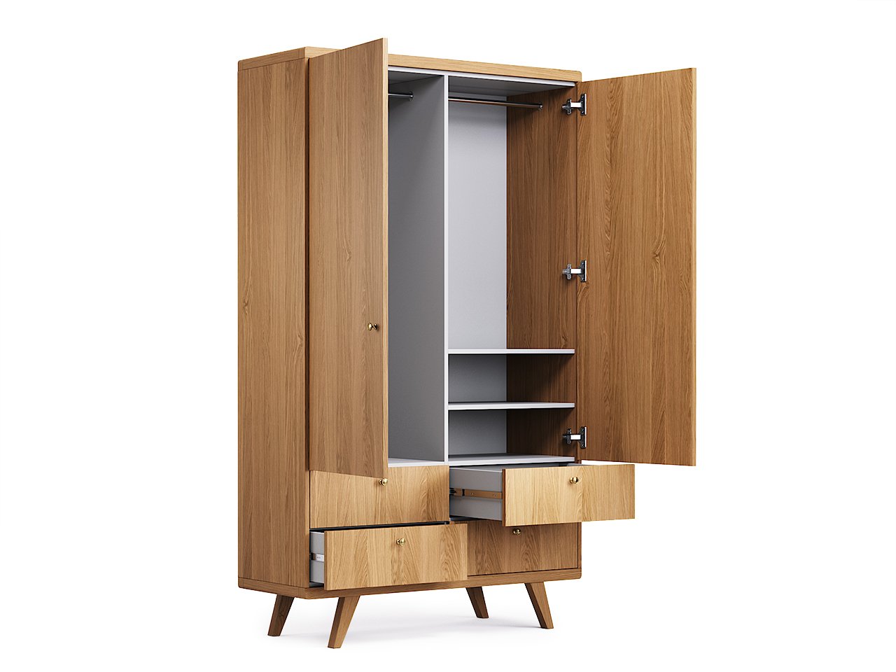 Шкаф распашной двухдверный с ящиками натуральный дуб Thimon №2 THE IDEA  210432 Дуб сонома;бежевый  - Вид №2