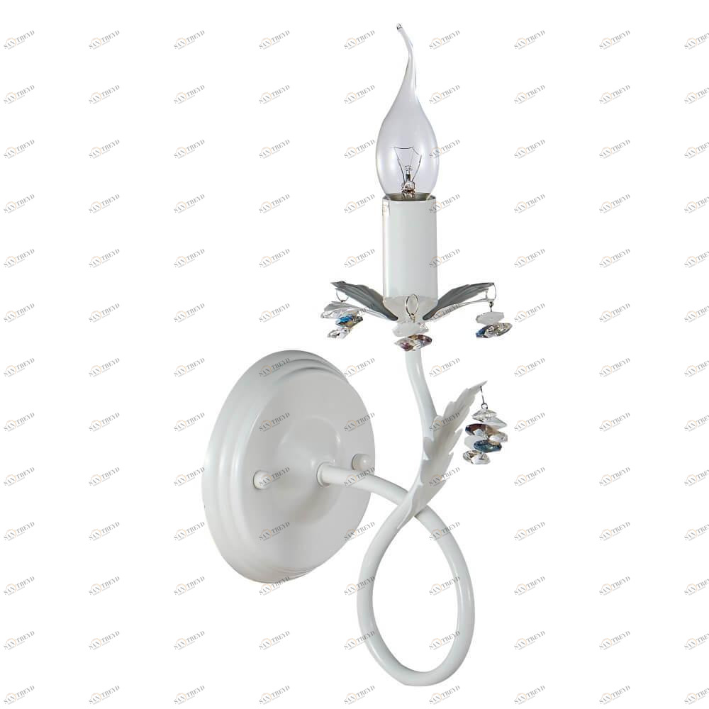 Бра металлическое с подвесками белое Cristina CRISTINA AP1 CRYSTAL LUX СВЕЧА 00-3930385 Белый 