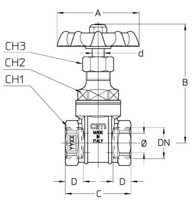 CIMBERIO CIM 70B Задвижка клиновая резьбовая, муфтовая латунная CIM 70B  - Вид №1