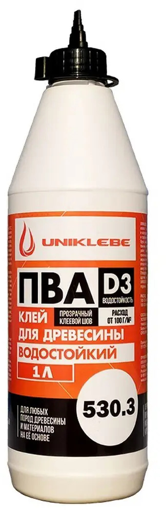 91616281 Клей монтажный Uniklebe 530.3 ПВА D3 5303001 профессиональный водостойкий 1 л STLM-0852900