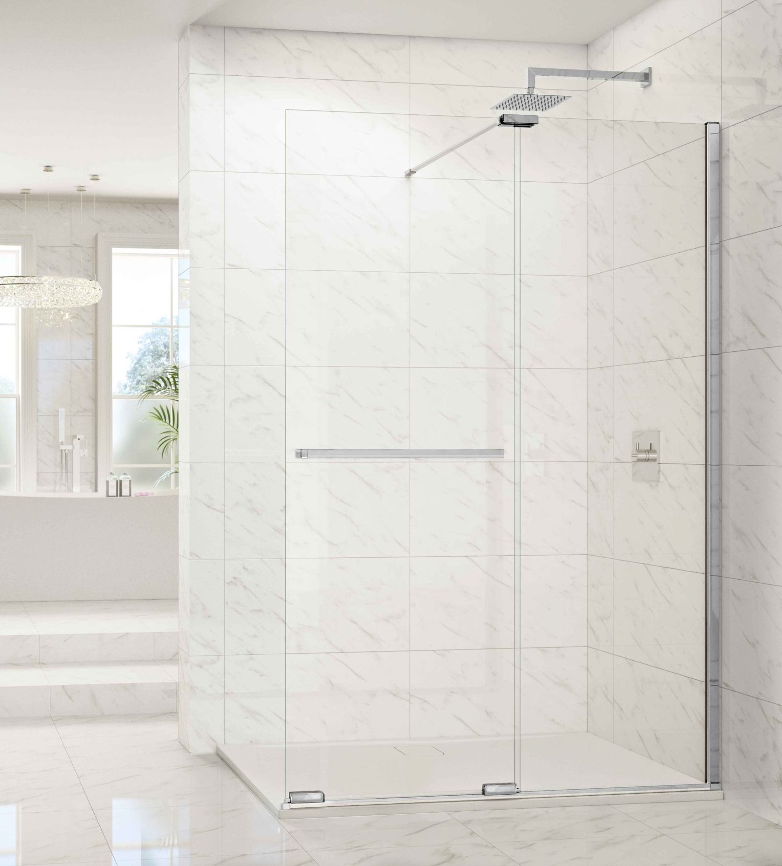 Душевая перегородка ARXFSL130SW L or R Merlyn Arysto X Хромированный  - Вид №1