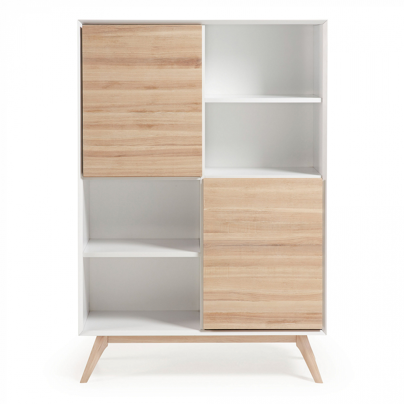 086041 QUATRE Bookshelf 104x152 ash wood, matt white mdf La Forma Eunice - Вид №2
