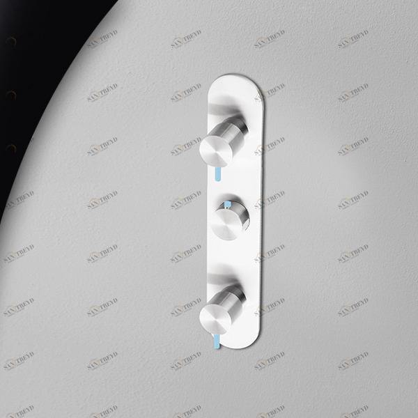 Термостат для душа глянцевая сталь с голубой ручкой Toki Radomonte TKI54LCIL27