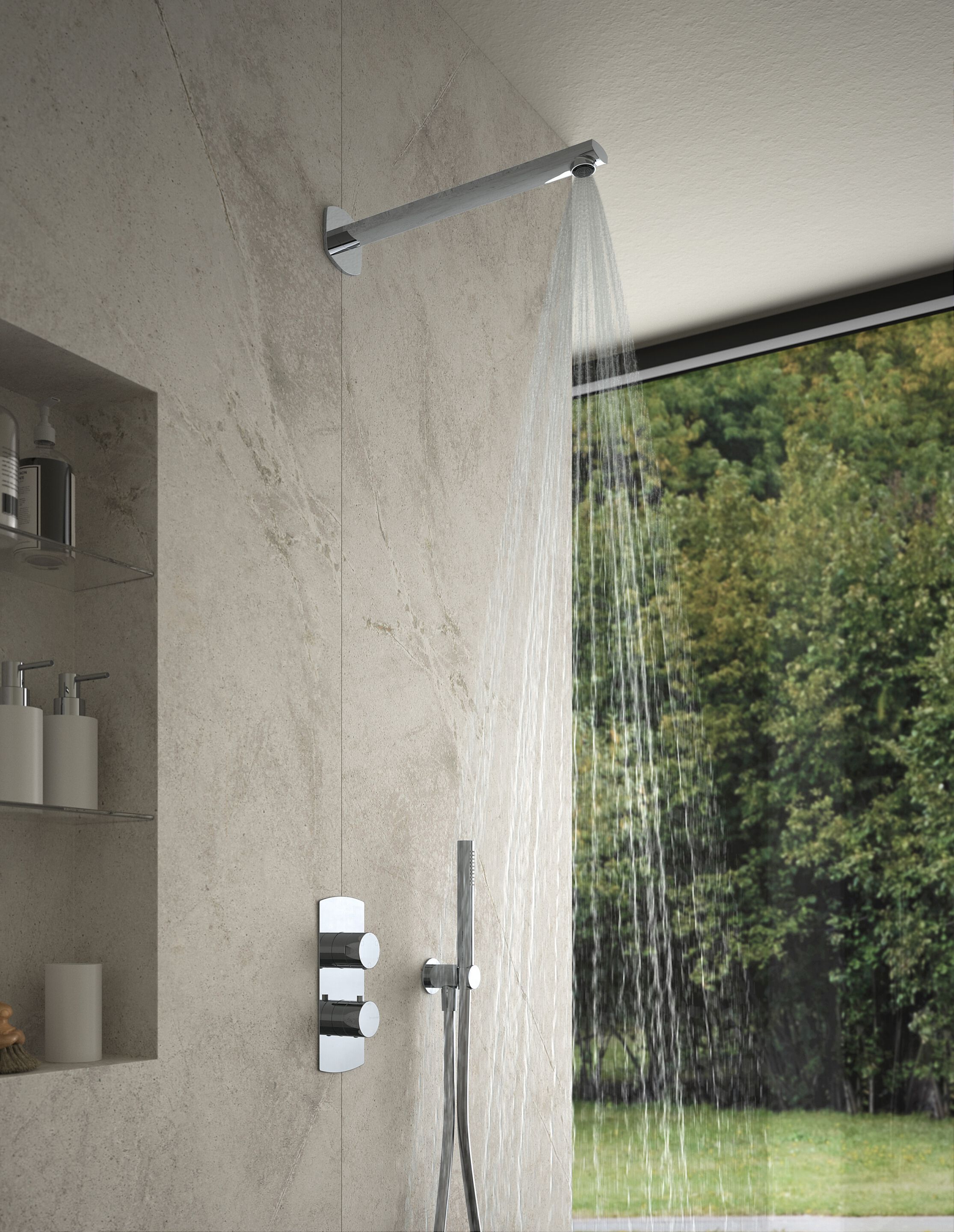 Латунный настенный ручной душ с держателем Rubinetterie Treemme Albatros ARCH-00028281 - Вид №2