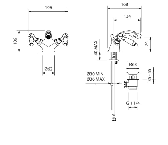 Смеситель для биде на одно отверстие с поворотным горлышком Park Avenue Caruso ARCH-00126001 - Вид №2