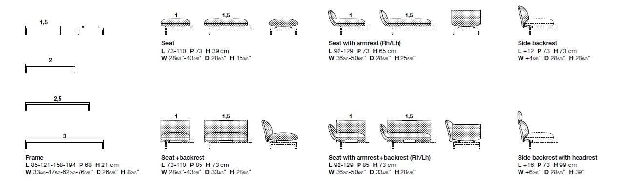 3-местный тканевый диван с полуостровом Kristalia Tenso ARCH-00041450 - Вид №4