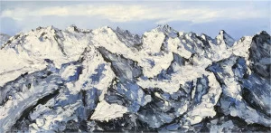 Картина на холсте 70х140 см "Заснеженные горы" EVENHOME КАРТИНЫ МАСЛОМ 129912 Белый;голубой;синий