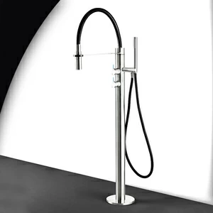 Смеситель для ванны глянцевая сталь с голубой ручкой Toki Radomonte PV2LCIL27