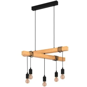 Люстра подвесная Eglo Townshend сталь-дерево 5 ламп