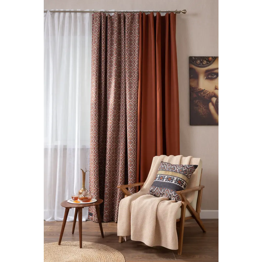 Штора на ленте «Этника» 145x260 см геометрия цвет коричневый SEASONS STLM-2036699 - Вид №6