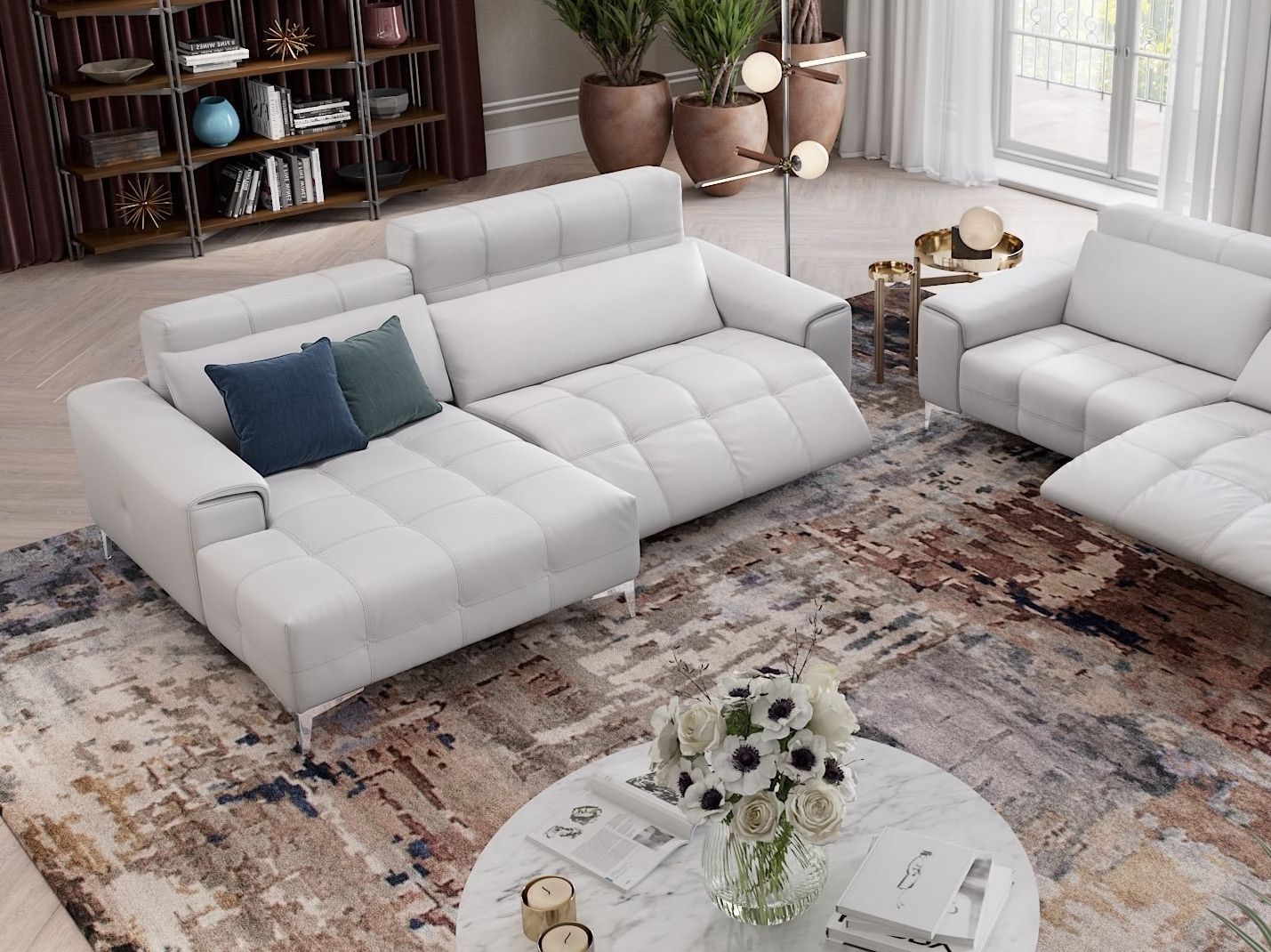 Кожаный диван с полуостровом Sofanella Саленто ARCH-00020179 - Вид №2