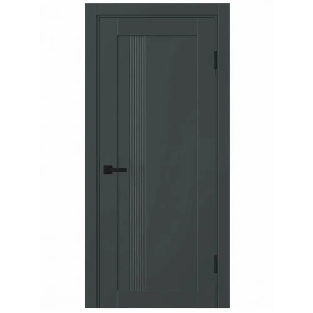 Дверь межкомнатная глухая Калга 80x200 см ПВХ цвет графит с замком и петлями 89461595 STLM-2046202 KREAFORTA 