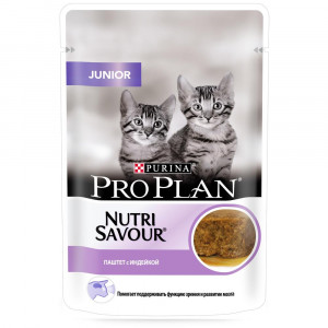 ПР0058460 Корм для кошек NutriSavour для котят, паштет с индейкой, пауч 85 г Pro Plan